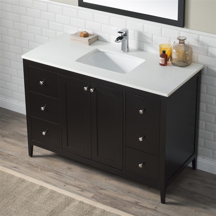 Watson 49 Quartz Stone Counter Top | Bathroom Vanity Sink with Wooden ...
