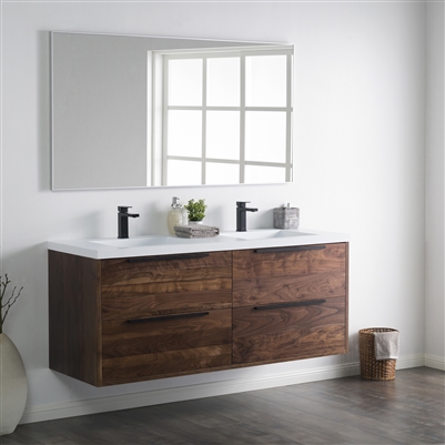 Inolav Alfred 60'' Vanity Solid Surface Top | Floating Bathroom Vanity